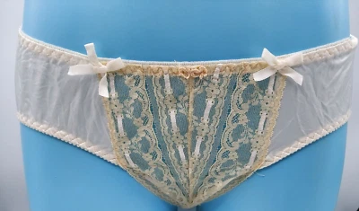 Nuevo Stock Antiguo Christian Dior Íntimas Satinado Nylon Encaje Blanco Bragas Talla 6/7 Foto 1 de 4