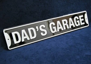 DAD'S GARAGE *US MADE* 24" Embossed Metal Street Sign -Man Cave Garage Bar Decor - Picture 1 of 10