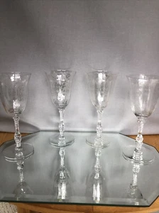 4 Vtg Cambridge Rose Point Water Goblets / Wine Glasses Set 4 - Stunning! - Picture 1 of 12