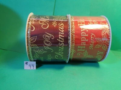 Christmas Ribbon w/Wire Edges, 2.5"x 48ft. Happy Holidays 2 x24ft. =2.5" x 48ft. - Image 1 of 4
