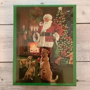 Christmas Party Oversized Puzzle Santa With Dogs Tree Fireplace 500 Pieces NEW - Picture 1 of 3