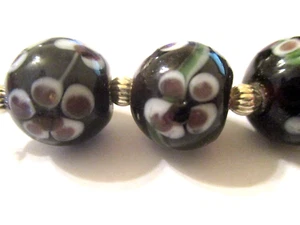 10 cuentas de vidrio floral con flores de murano 16,5x15 mm XIU - Imagen 1 de 4