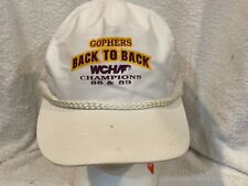 VINTAGE Minnesota Gophers Hockey 1988-89 WCHA Champs Adult White Snap Back Hat!