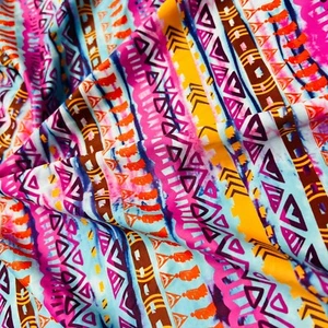 Printed Ethnic Multicolor Fabric Spandex Stretch 60" Wide by Yard for Swimwear - Picture 1 of 7
