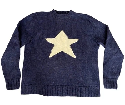 Suéter Polo Ralph Lauren Vintage Años 90 Lana Azul Marino Estrella Tejido a Mano Talla Grande Foto 1 de 4