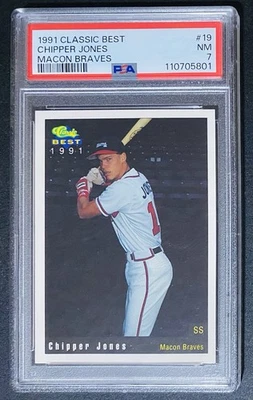 Chipper Jones PSA 7 ~ Classic Best Macon Braves Set Card ~ Near Mint HOF - Image 1 of 2