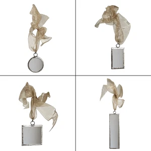 Set 4 piccoli specchi decorativi da appendere con nastro appendiabiti regalo natale - Foto 1 di 10