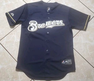 Majestic Milwaukee Brewers Ryan Braun #8 Blue Baseball Sewn Jersey Mens Small - Picture 1 of 10