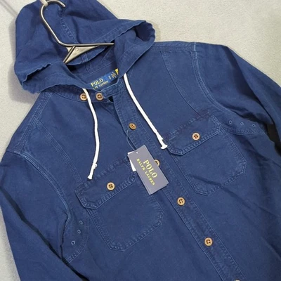 Polo Ralph Lauren Shirt Men's S Blue Classic Fit Oxford Hooded Workshirt NWT - Image 1 of 4