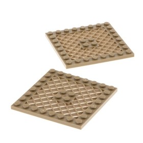 2x Lego Grid Building Plate 8x8 Dark Beige Hole in Center 6470971 4047 4151b