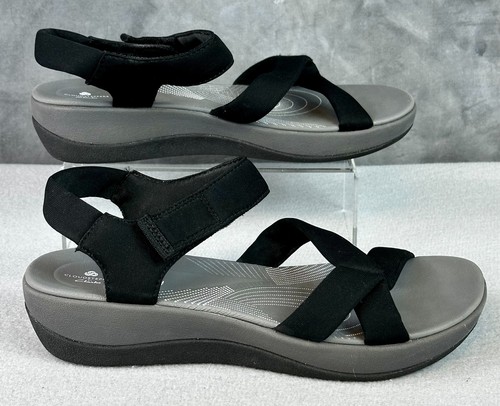 Clarks Cloudsteppers Sandalo nero con cinturino Arla taglia 9 (S2148)