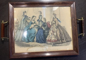 1863 Godey's Lady's Book Civil War Fashion Plate Vanity / Tea Tray Civil War NY - Bild 1 von 12