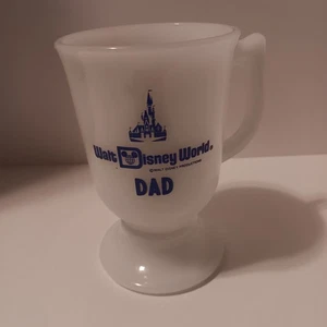 Taza de café vintage Walt Disney World PAPÁ blanca con base de pedestal de vidrio de leche taza - Imagen 1 de 8