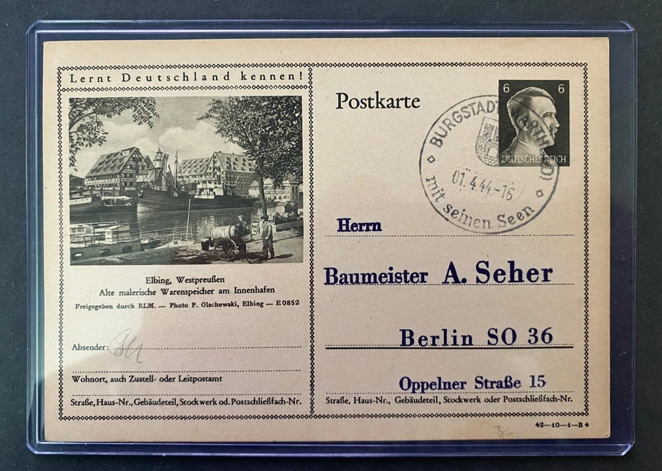 Вторая мировая война эпохи нацистов Германии Третий рейх открытка - "Lernt Deutschland Kennen" - 1944 - Изображение 1 из 2