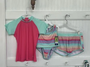 Eddie Bauer Girls' multicolor Reversible 4-Piece Swim Set, Sz L (14-16) - Picture 1 of 13