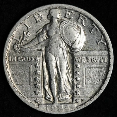 1924 Standing Liberty Silver Quarter XF+ E268 VGKOQ - Image 1 of 2