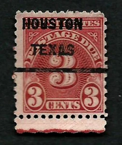 USA, SCOTT # J82, PRECANCEL HOUSTON, TEXAS, POSTAGE DUE YEAR 1931 GOOD CONDITION - Picture 1 of 1