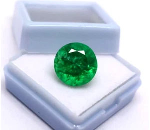 Certified Natural Emerald – 6.40 CT Round Cut Loose Green Gemstone - Picture 1 of 4
