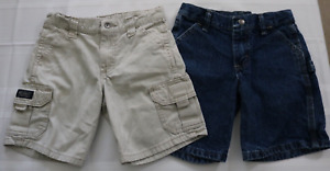 Boy's Shorts JEANS Carpenter KHAKI Cargo Adjustable Waists Size 5 WRG Lot of 2