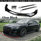 For Audi A4 A5 A6 A7 S4 S5 Front Bumper Lip Splitter Spoiler Glossy +Strut Rods