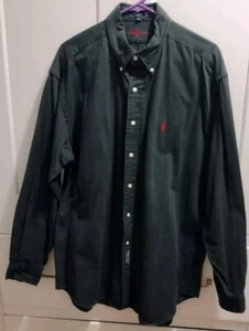 Vintage Ralph Lauren The Blaire Button Down Hemd Langarm dunkelgrün Gr. L  - Bild 1 von 7