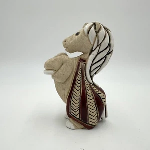 "Estatuilla de caballo de cerámica medieval vintage Artesania Rinconada esmalte rojo 5"" LEER - Imagen 1 de 6
