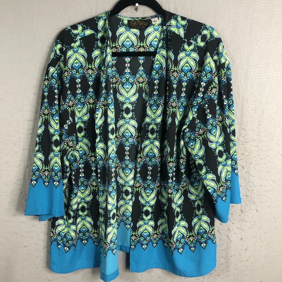 Кардиган женский Bob Mackie L синий искусство носить богемное заявление офис карьера - Изображение 1 из 4