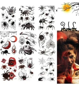 Halloween Cosplay Tattoos Temporary Stickers Spiders - Picture 1 of 7