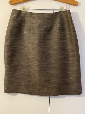 Ellen Tracy Linda Allard Linen Blend Pencil Skirt Sz 12P Brown/Beige - Image 1 of 4