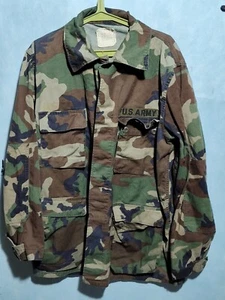 Army Jacket Mens Large Long Coat Woodland Camouflage Pattern Combat US Army - Picture 1 of 10