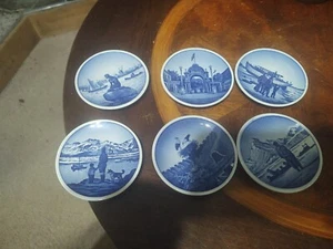 Set of 6 Vintage Royal Copenhagen Mini Plates - Blue & White Danish Collectibles - Picture 1 of 5