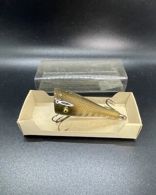 Señuelo de pesca vintage Paw Paw JC Higgins madera Pikie Plunker Foto 1 de 4