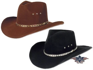 Hut Westernhut Cowboyhut Country KANSAS Schwarz Braun Mexikanischer Fauxfelt S&S - Picture 1 of 3