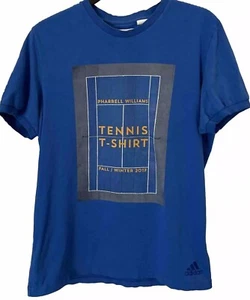Pharrell Williams Tennis 2017 Adidas T-Shirt Men's Large Blue Yellow Tenniscore - Picture 1 of 10