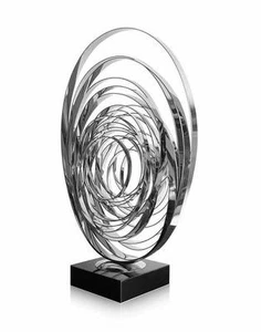 Huge modern art circle steel sculpture "Spiralic dynamics" chrome plated .H90 cm - Picture 1 of 2