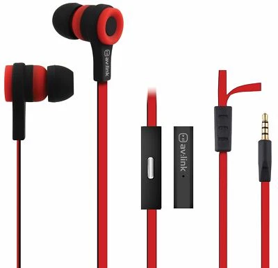 AV:Link Rubber Earphones w/Mic Red & Black - Image 1 of 4