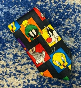 Looney Tunes Mania Vintage 1994 Bugs Bunny Sylvester Tweety Marvin Daffy Necktie - Picture 1 of 5