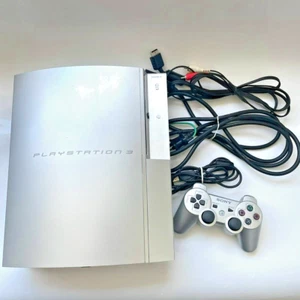 PS3 CECHL00 Console 80GB Japan Satin Silver Controller Adapter Region Free - Picture 1 of 7