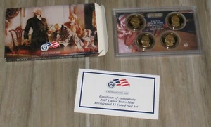 * Juego de prueba de dólar presidencial de los Estados Unidos 2007 con caja y certificado de autenticidad - 4 monedas - Imagen 1 de 2