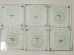 Conjunto grabado de 6 diseños de adornos navideños de cristal de plomo Gorham con soporte - Imagen 1 de 9