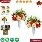 Cemetery Flowers Bouquet: Artificial Memorial Decoration - White Lily - Set of 2