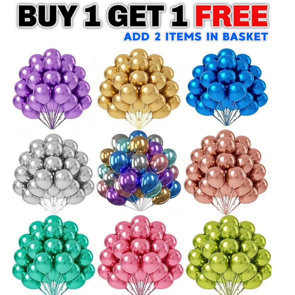 CHROME BALLOONS 12" METALLIC LATEX PEARL Helium BALLOON Birthday Party DECOR UK