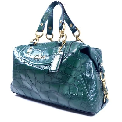 Cartera Coach Ashley de cuero en relieve verde de cocodrilo F20346 Foto 1 de 4