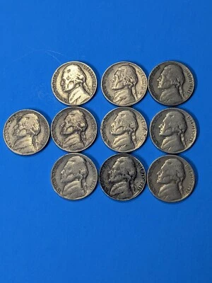 Lot of 10. 1939 - 1940 - 1941 - 1942 Jefferson Nickels lot - Image 1 of 4