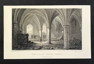 Neath Abbey Wales The Crypt Glamorganshire original engraved print 1830 - Imagen 1 de 2