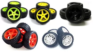 1/10 Scale Off Road Front Rear Buggy RC Spoke Wheels Pin Tread Tyres x 4 Options - Picture 1 of 5
