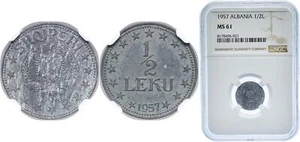 Albania 1957 ½ Lek Zinc NGC MS 61 - Picture 1 of 1