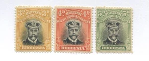 Rhodesia 1922 1 1/2d and 1913 2d and 2 1/2d mint o.g. hinged - Picture 1 of 1