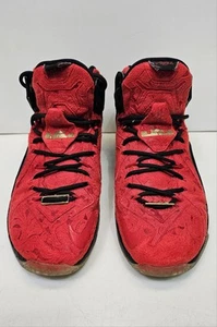 Size 11.5 Nike LeBron 12 XII EXT Kings Cloak Red Paisley 2015 Basketball Sneaker - Picture 1 of 16