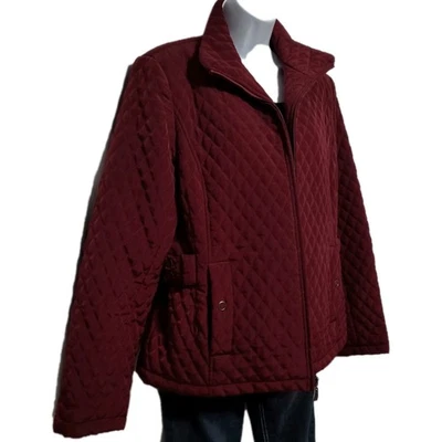 Giacca Women's Quilted Zip Up Jacket Burgandy Size Large - Image 1 of 4